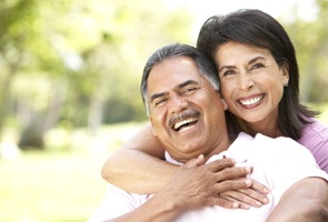 Smiling couple with dentures in Wharton