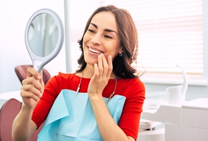 Woman admiring smile